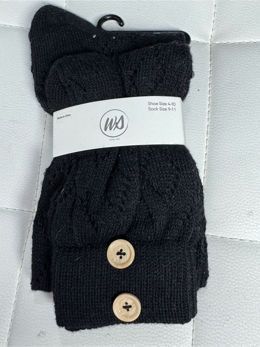 The Sock Sisters Women's Black Cable Knit Boot Topper
Cuffs with Buttons